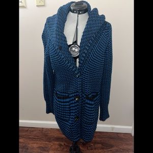 Vintage black and blue striped cardigan